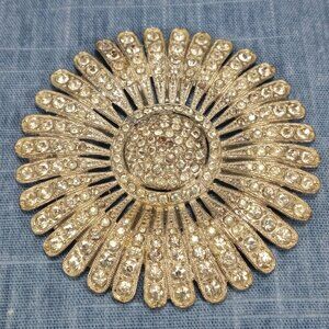 1930s Vintage Clear Rhinestone Starburst Medallion
